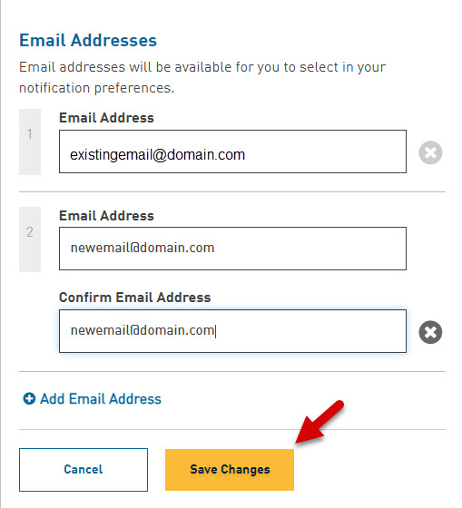 How do I add a new email address?